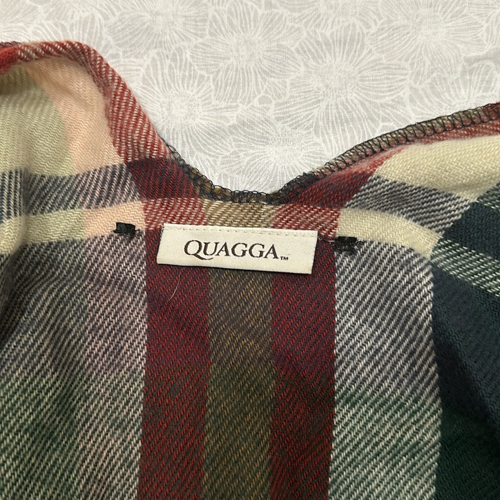 Quagga Red & Green Plaid Wrap Shawl - Picture 4 of 6